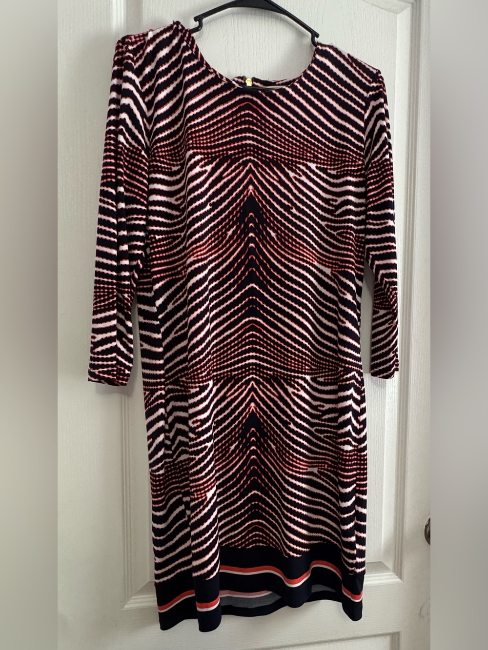 Michael Kors Black and Pink Geometric Long-Sleeve Dress